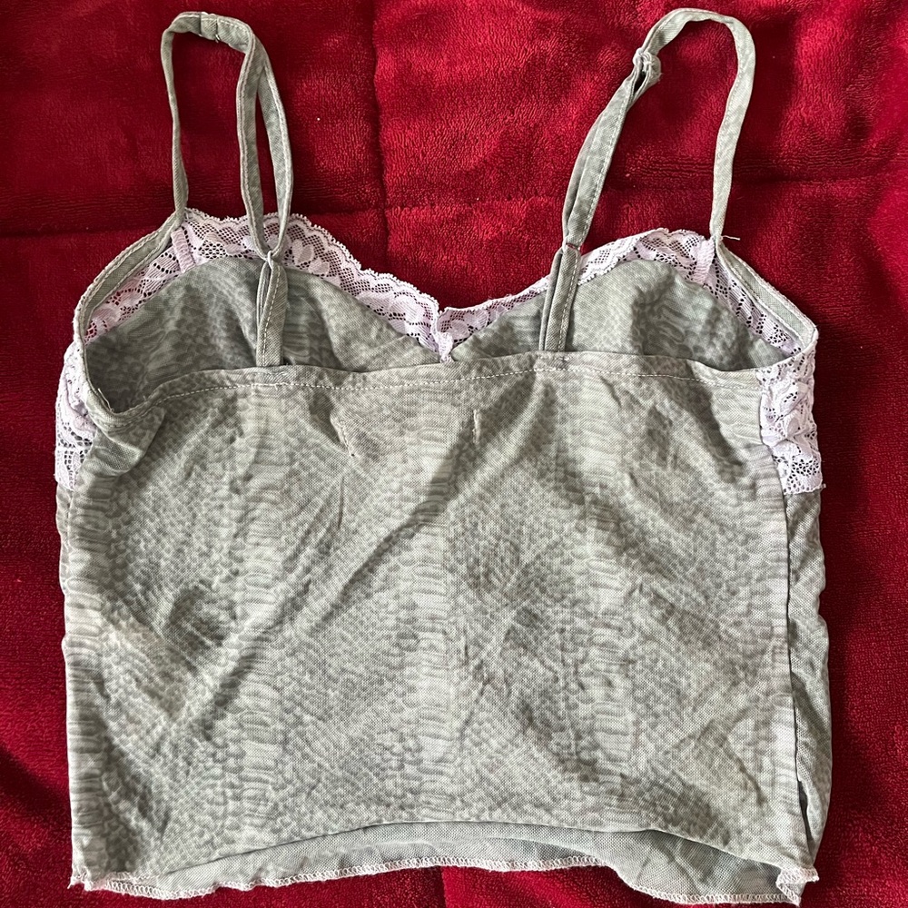 Urban Outfitters Snakeskin Mesh Tank with Purple Lace - Picture 2 of 3